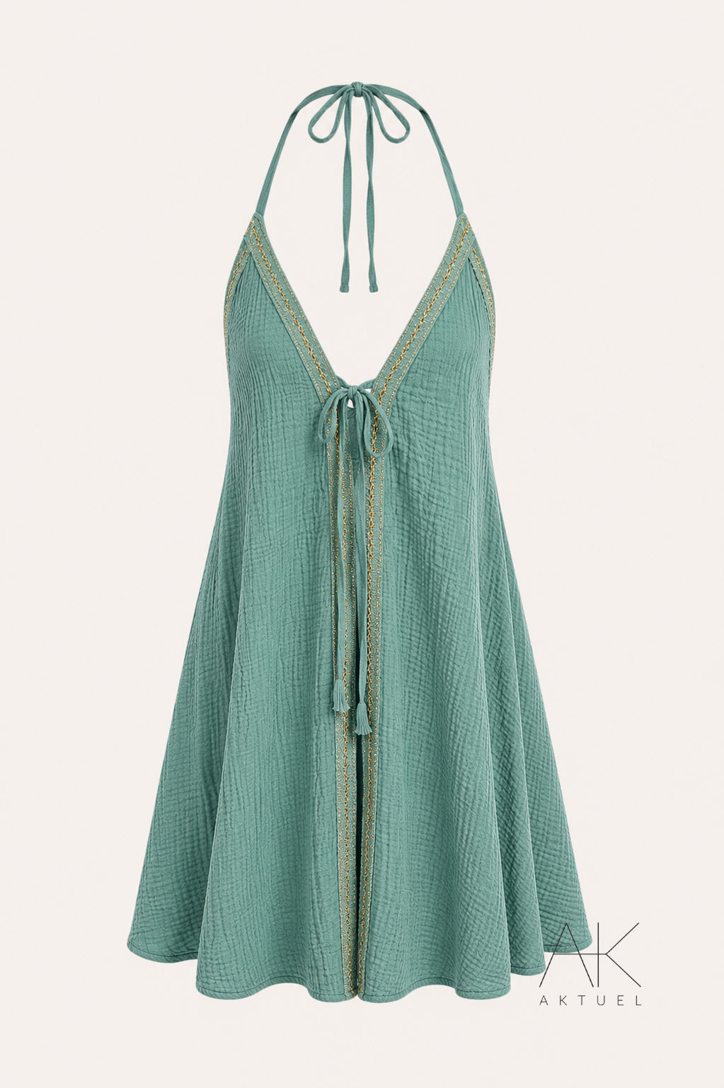 Robe courte gaze de coton bleu lagon