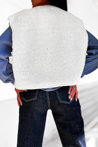 Gilet écru sans manches en sherpa