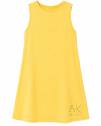 Robe courte sans manches en denim jaune