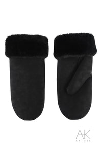 Moufles noir doublées fausse fourrure