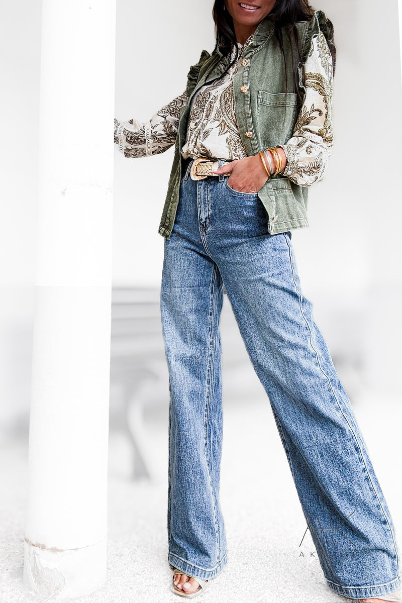 Jean brut wide leg