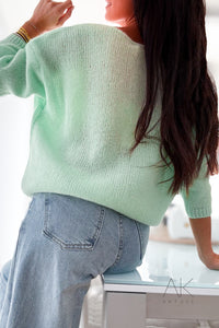 Gilet / Cardigan Mohair Vert d’eau