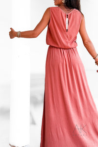 Ensemble jupe longue et top terracotta