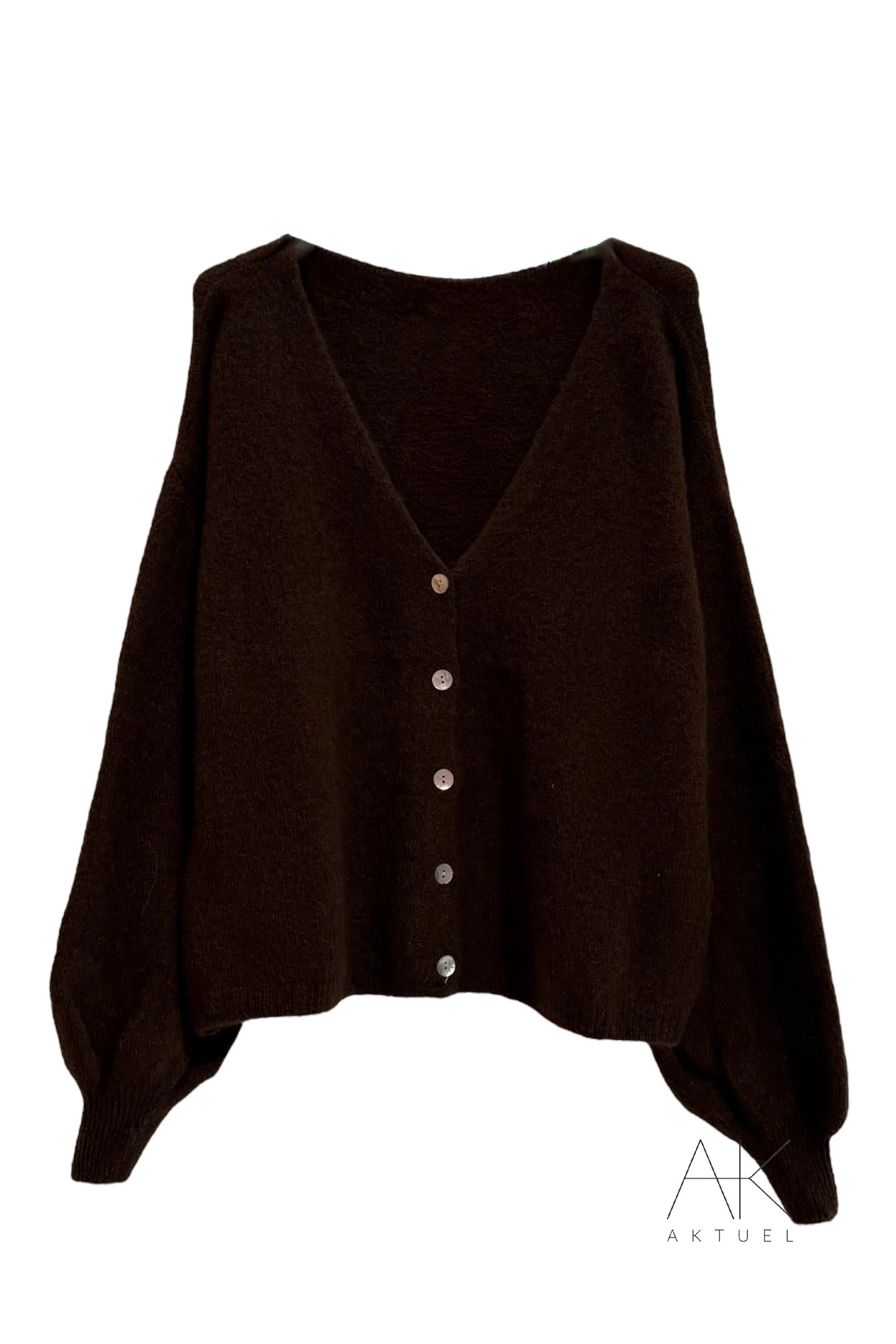 Pull gilet chocolat en baby alpaga