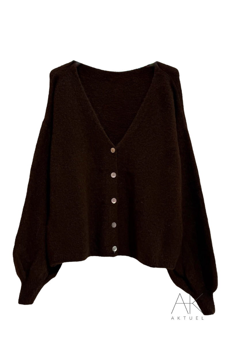 Pull gilet chocolat en baby alpaga