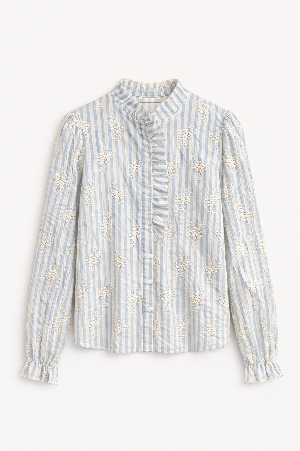 Chemise rayée brodée