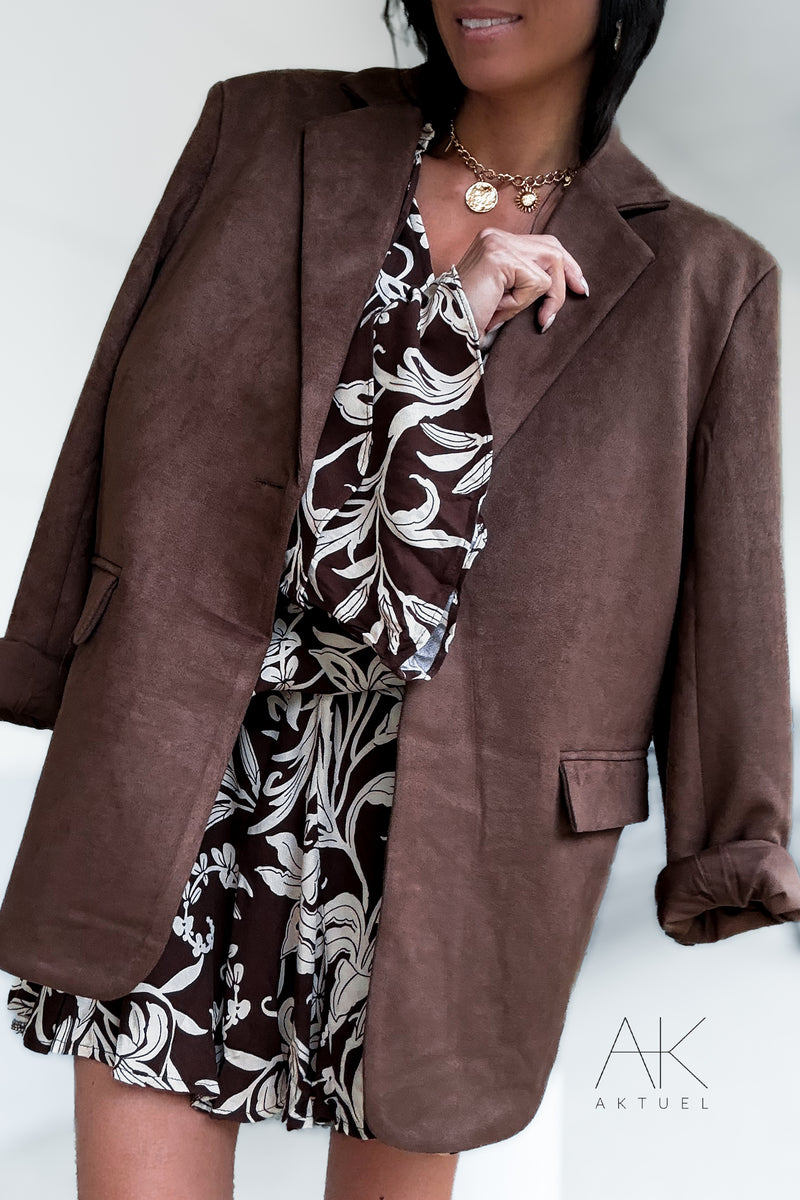 Blazer en suédine chocolat