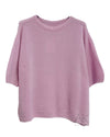 Pull rose pastel alpaga à manches courtes