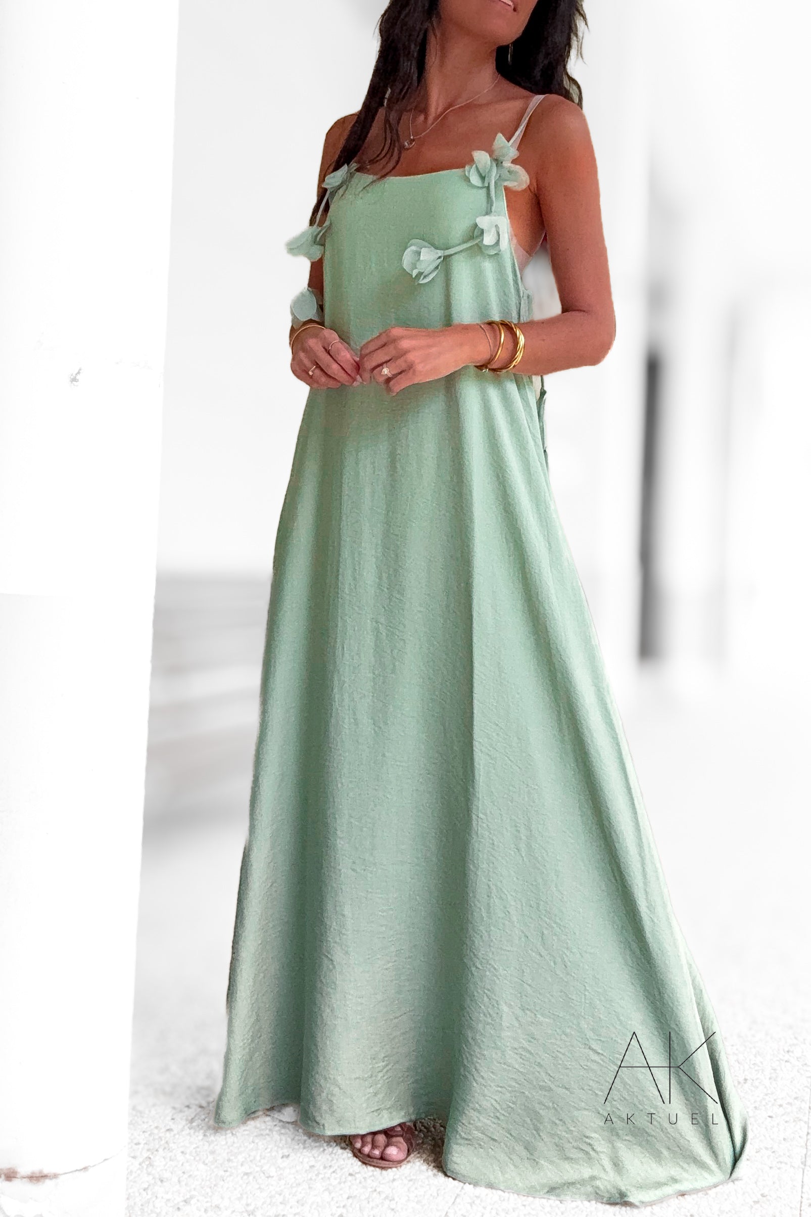Robe Longue Fleurie Sauge