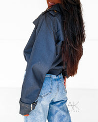 Trench courte bleu acier