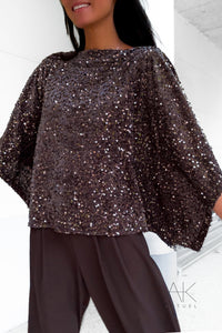 Top à sequins marron