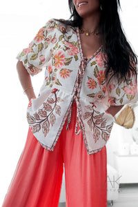 Blouse fluide imprimé floral & exotique