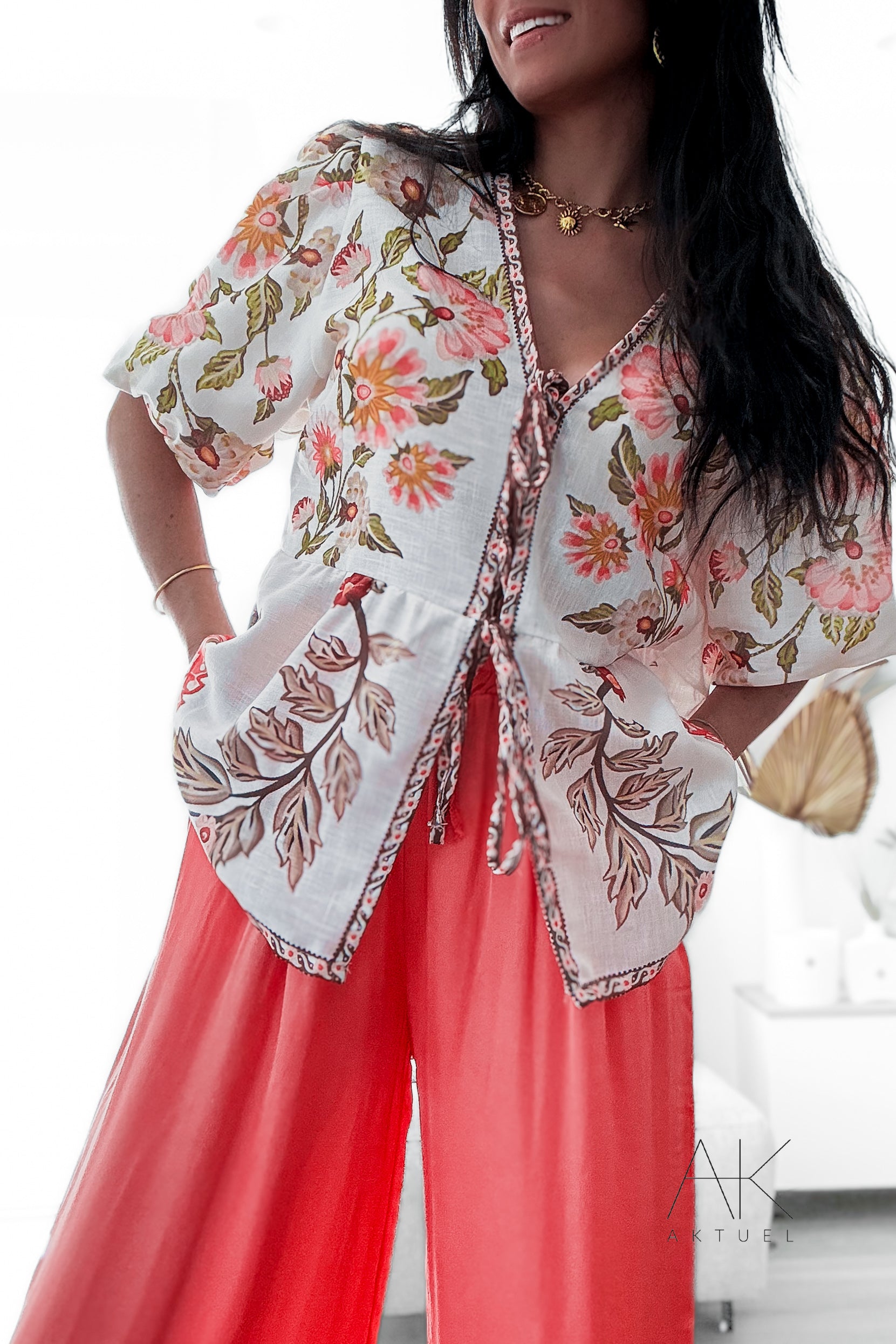 Blouse fluide imprimé floral & exotique
