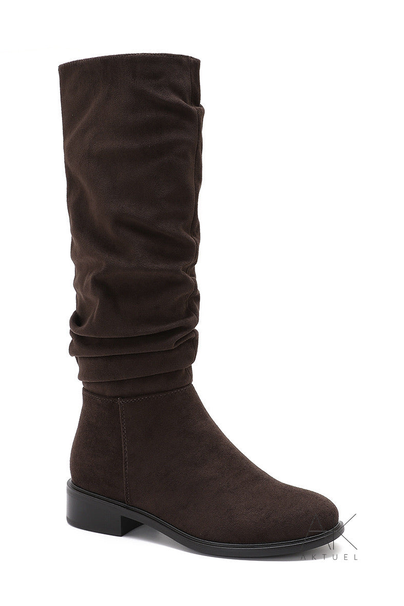 Bottes plates suédine marron