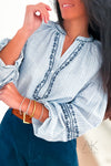 Blouse Bohème Rayée Bleu