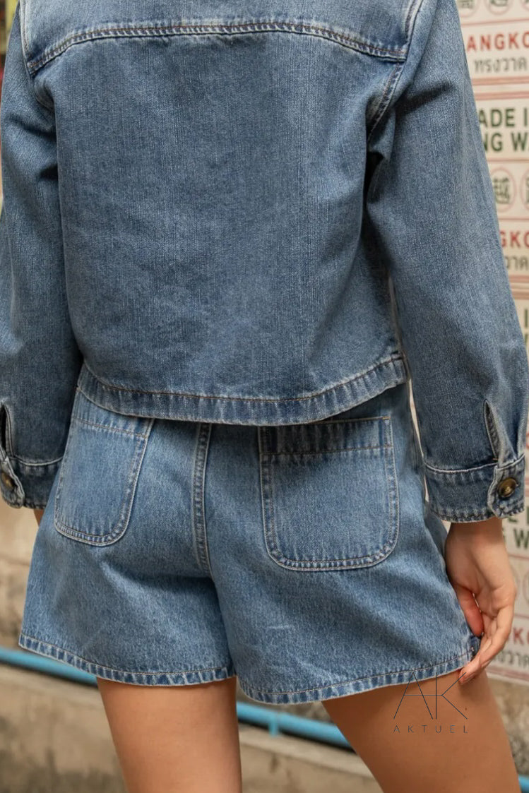Jupe Short en jean tressé