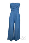 Combinaison bustier fluide en bleu indigo