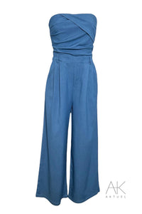 Combinaison bustier fluide en bleu indigo