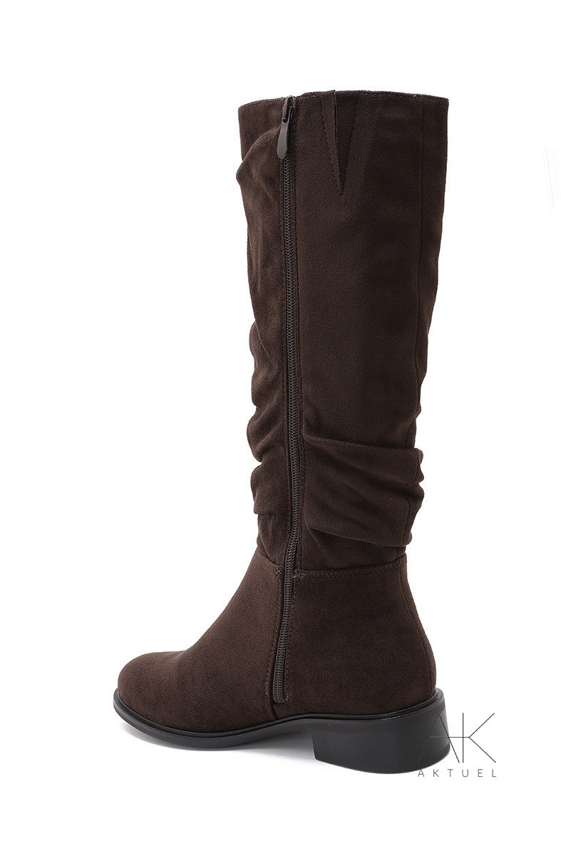 Bottes plates suédine marron