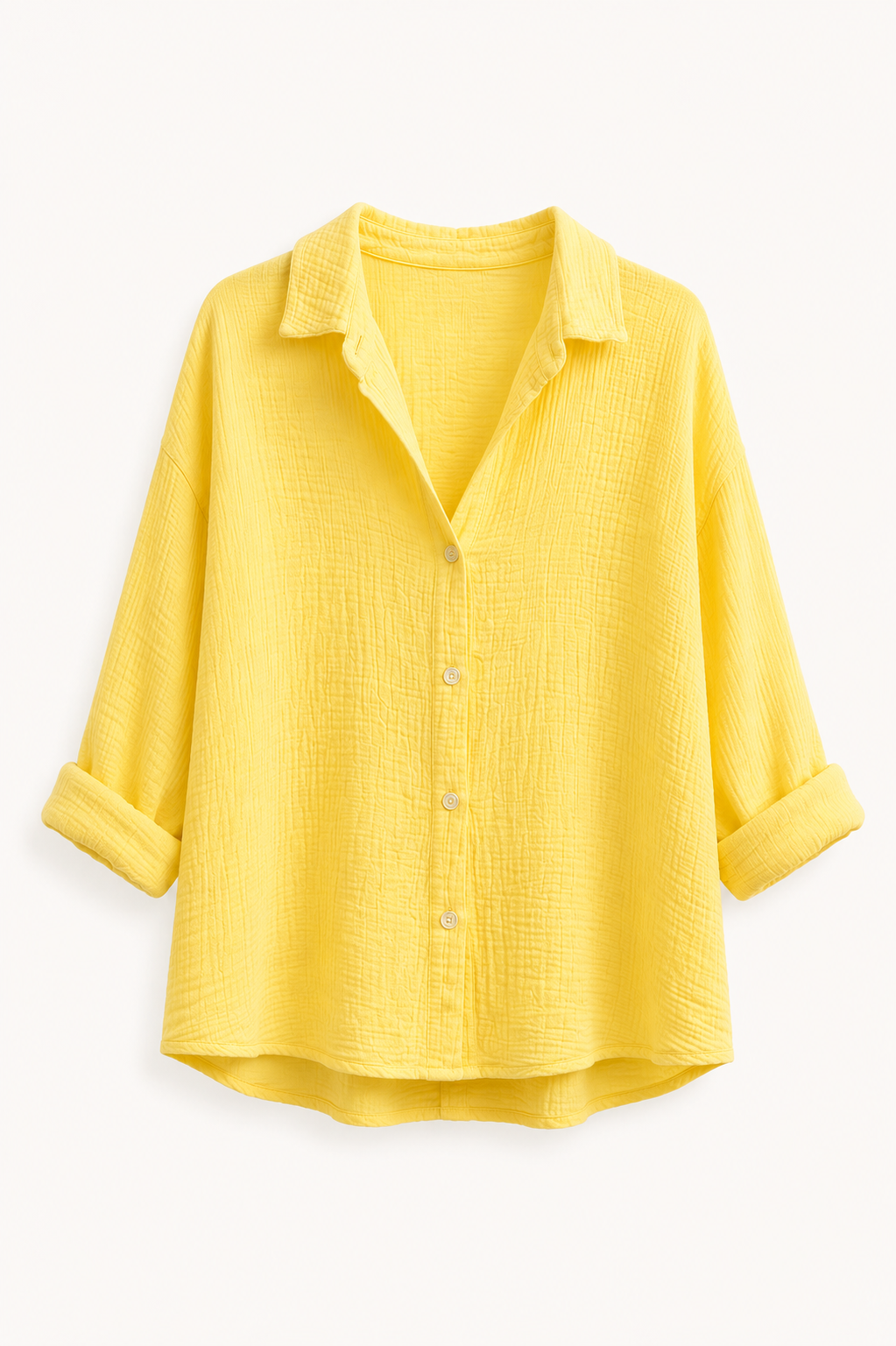 Chemise gaze de coton jaune ICONIC