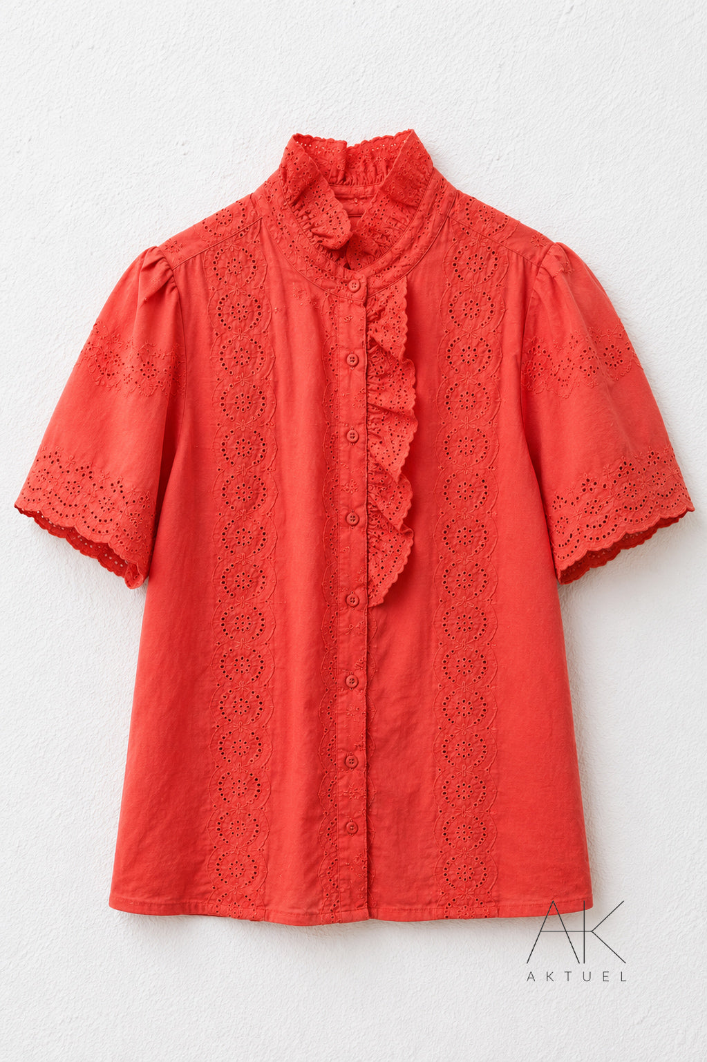 Blouse broderie anglaise corail (spécial grande taille)