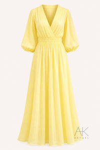 Robe longue jaune pastel
