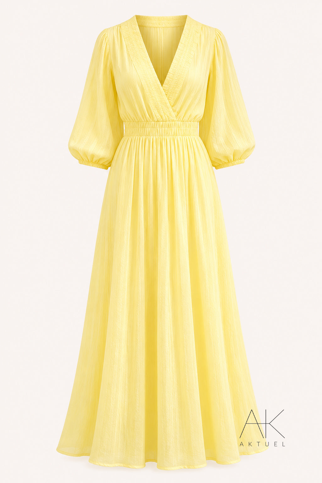 Robe longue jaune pastel