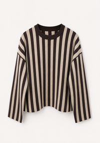 Pull rayé chocolat et taupe