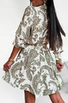 Robe courte à imprimée cachemire kaki
