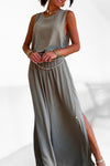 Ensemble jupe longue et top kaki