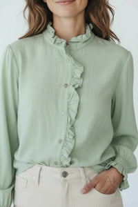 Chemise kaki clair  à volants