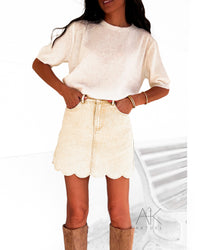Jupe denim beige