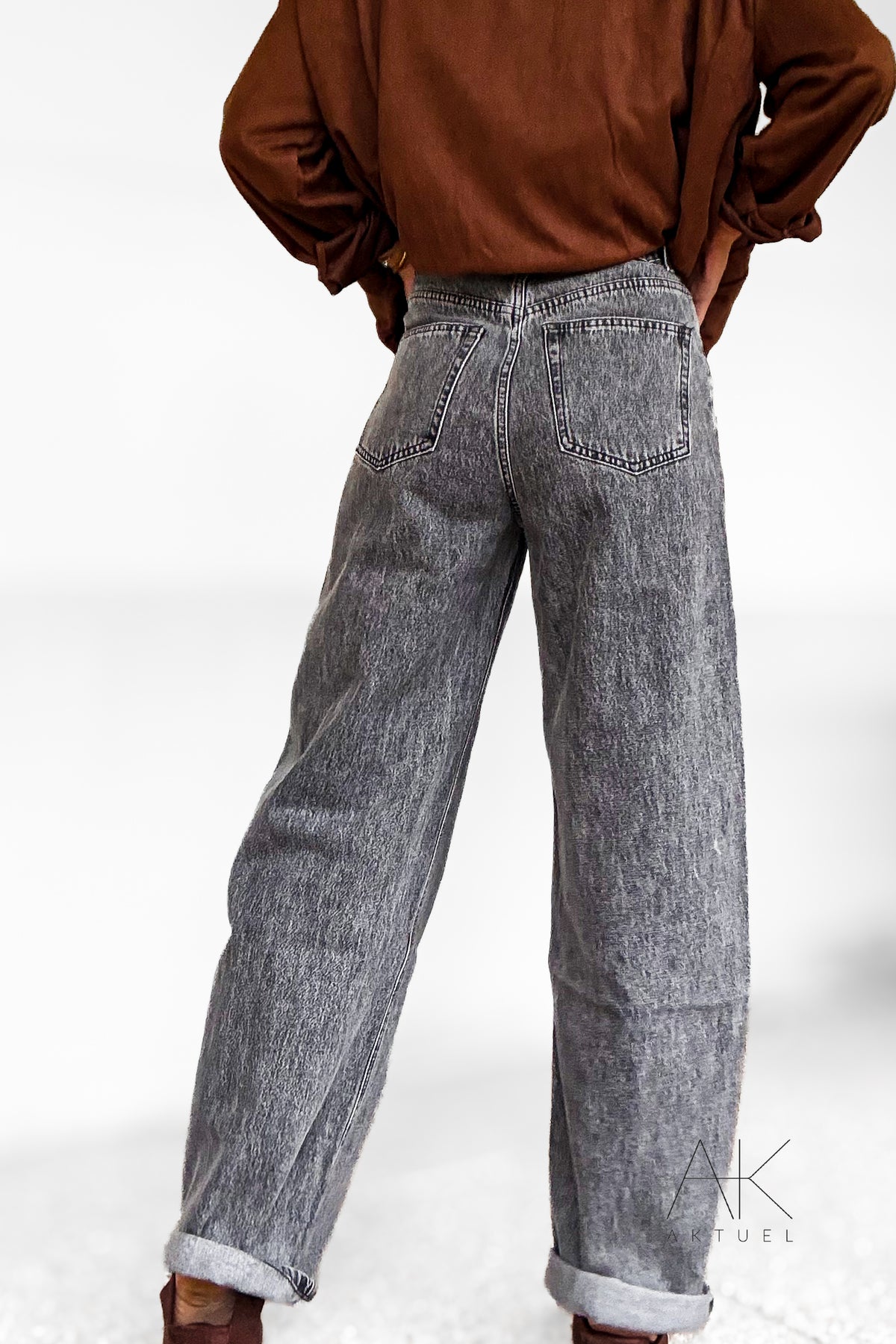 Jeans barrel gris Brune Oraije