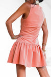 Robe courte volantée pêche