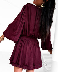Robe patineuse bordeaux à volants