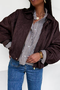 Veste à manches longues marron en suédine