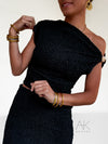 Top asymétrique texturé noir