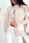 Gilet sans manches texturé beige