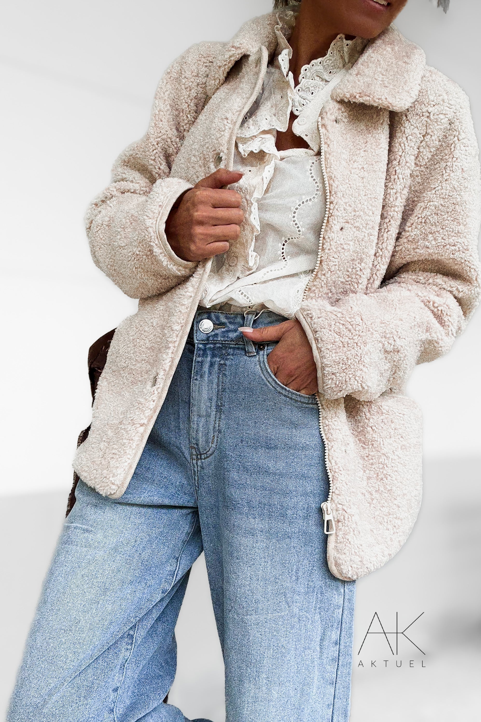 Manteau effet sherpa beige