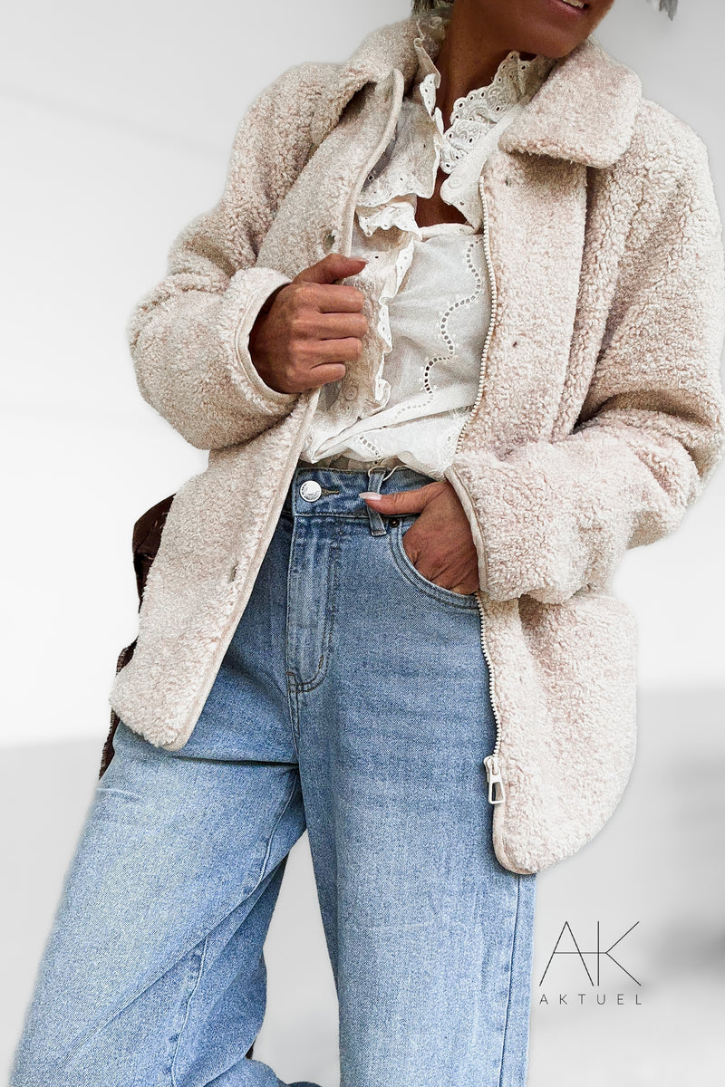 Manteau effet sherpa beige