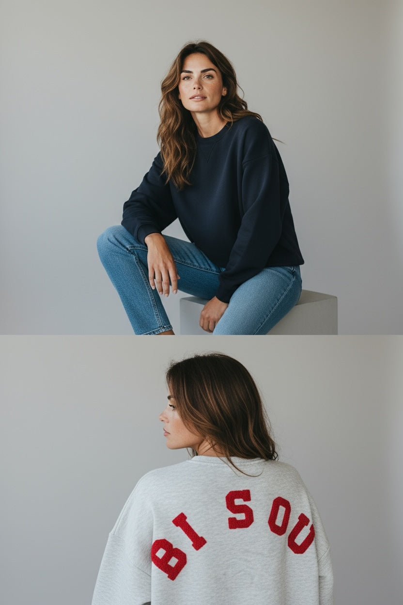 Sweat marine "BISOU"