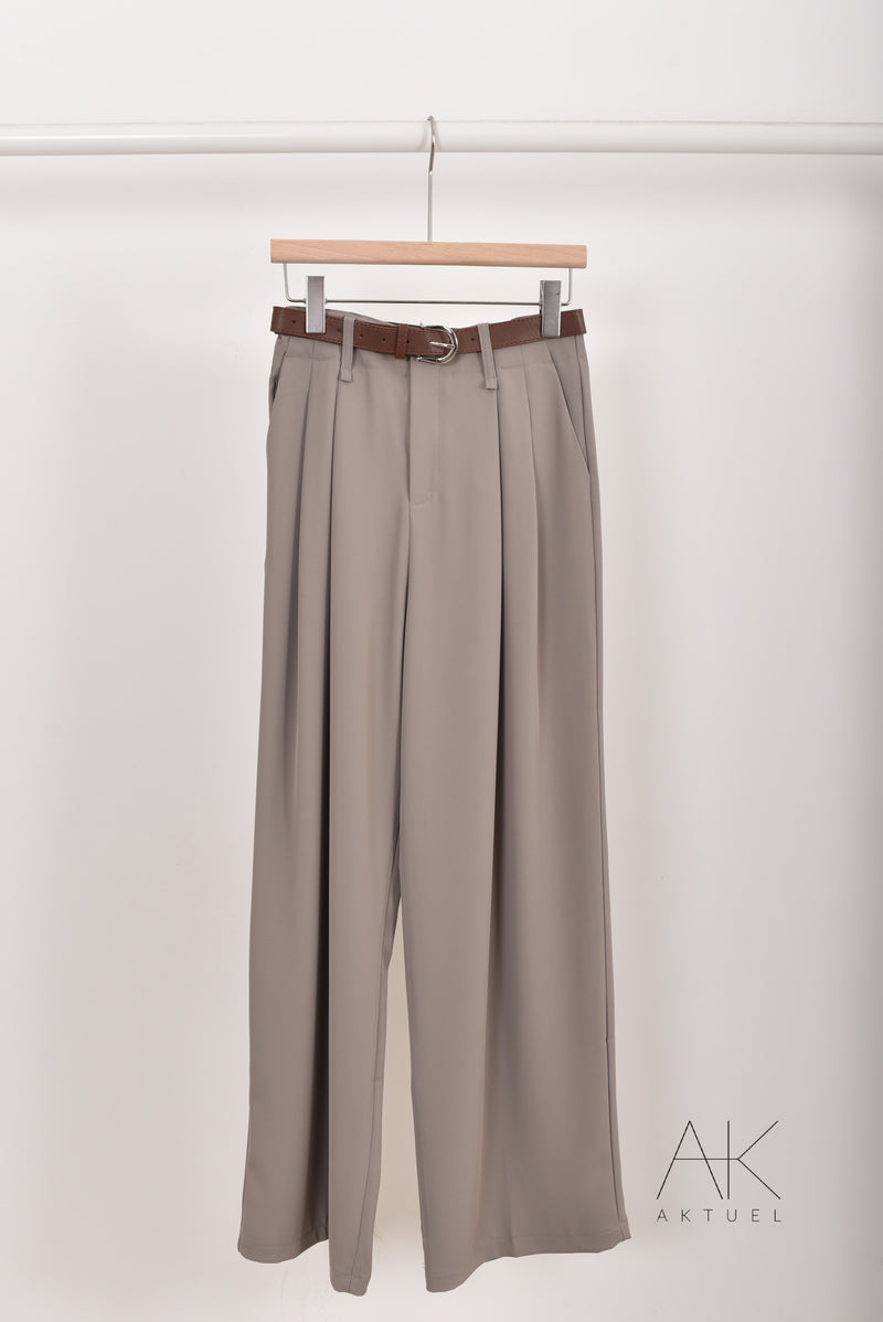 Pantalon taupe à pinces fluide