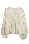 Blouse bohème écrue en dentelle