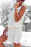 Top en maille dos twisté blanc