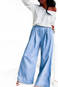 Pantalon denim maxi wide leg