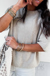 Pull beige alpaga à manches courtes