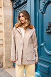 Parka beige col contrastant déperlante