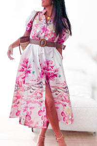 Robe chemise imprimé rose