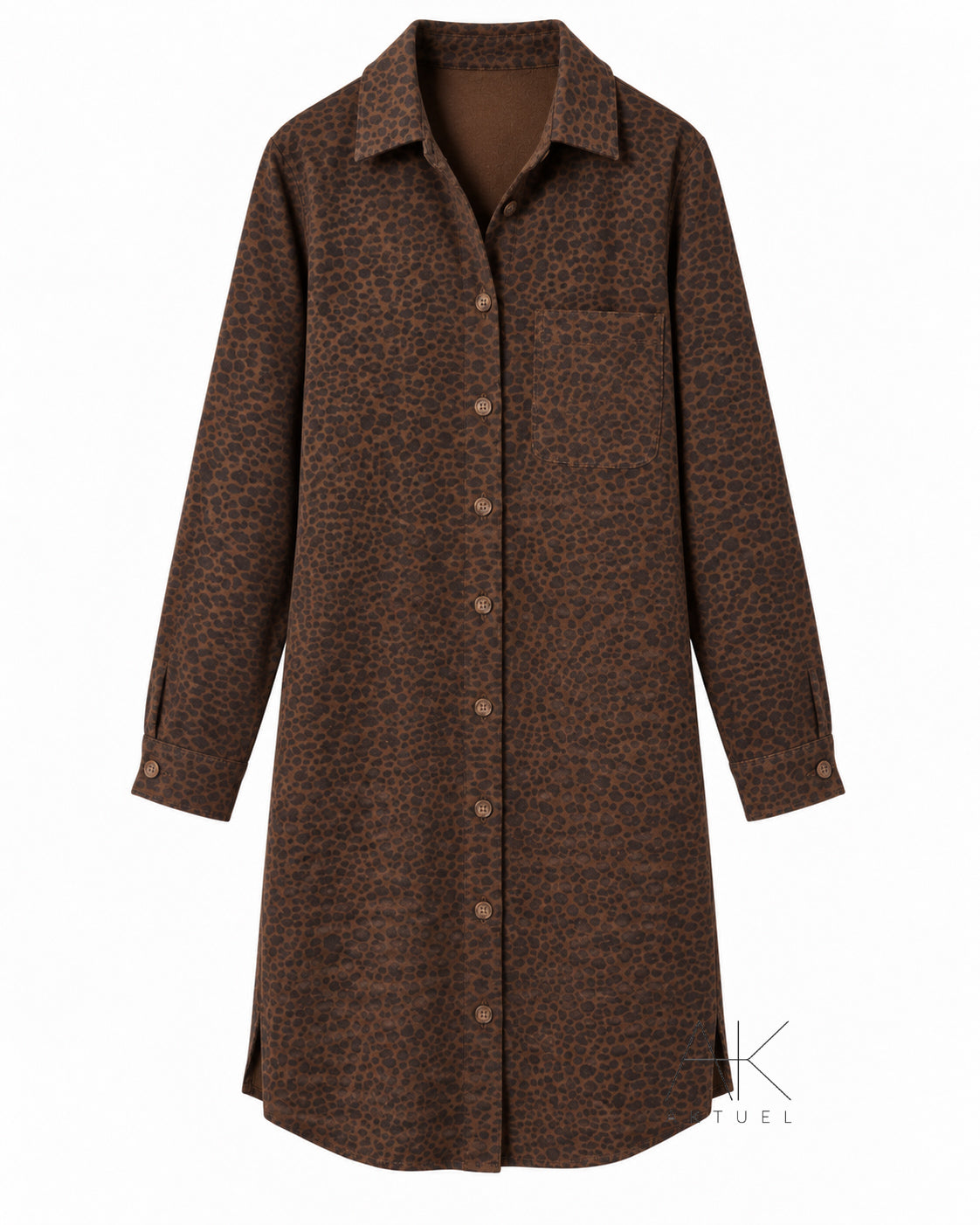 Robe chemise léopard chocolat manches longues