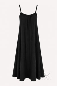 Robe longue dos nu en gaze de coton noir